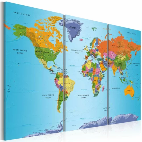  Slika - World Map: Colourful Note 120x80