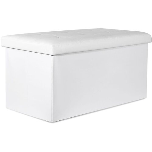 XXL sklopivi tabure s gumbima - 80x40x40cm bijela eko koža Slike