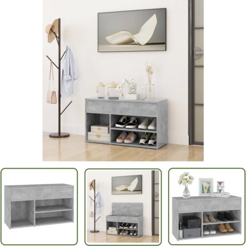 The Living Store Klop za čevlje betonsko siva 80x30x45 cm iverna plošča - Klop Za Čevlje, (21744512) Cene