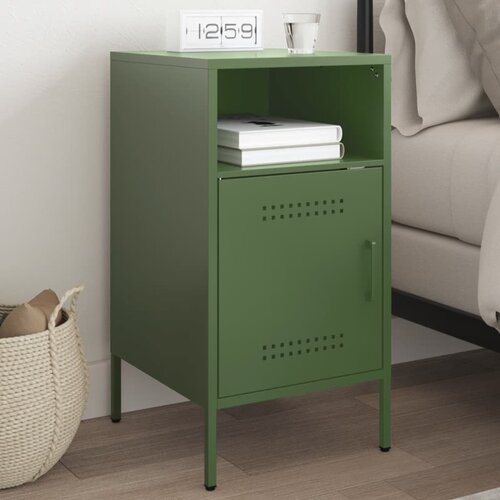 VidaXL Nočna omarica olivno zelena 36x39x68 cm hladno valjano jeklo Slike
