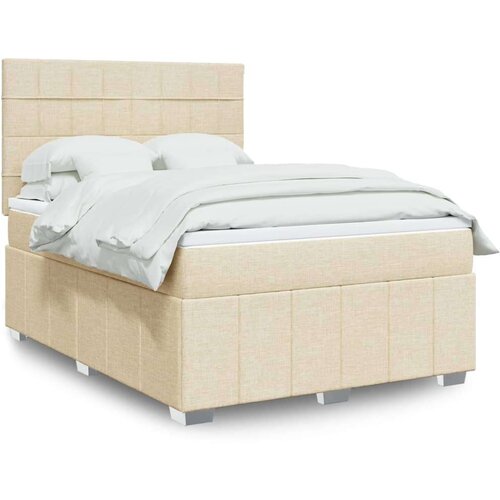  Krevet s oprugama i madracem krem 140x200 cm od tkanine Cijene