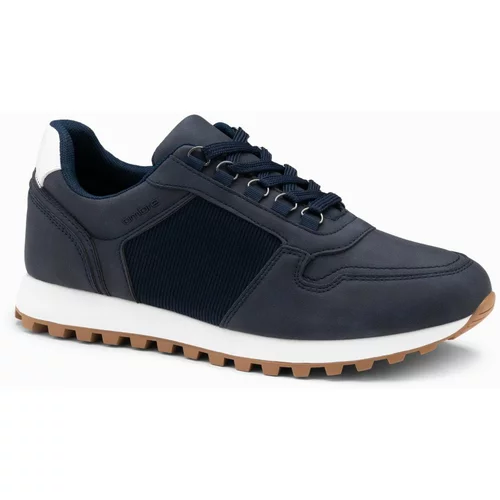 Ombre Patchwork shoes men's sneakers with combined materials - navy blue