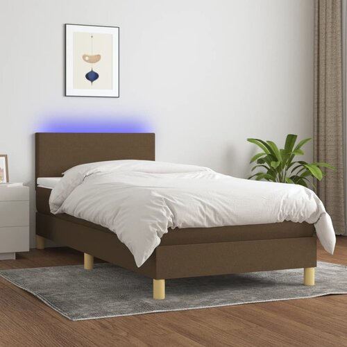 The Living Store Box spring postelja z vzmetnico LED temno rjava 80x200 cm blago - Box Spring Postelja, (21517225) Slike