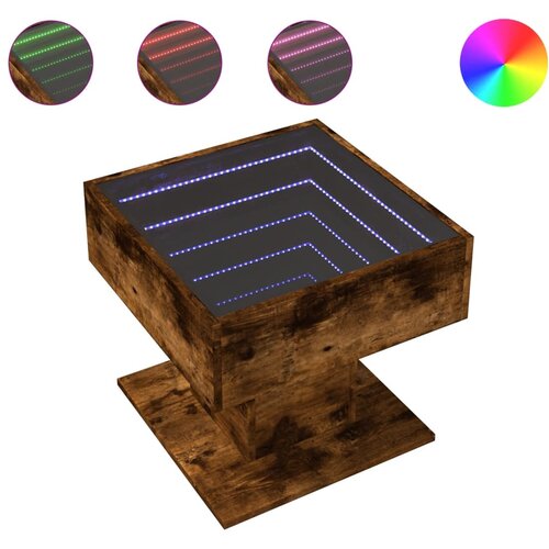 Maison Chic Klubska mizica - kavna mizica - Nizka mizica LED dimljeni hrast 50x50x45 cm inženirski les, (21754974) Cene
