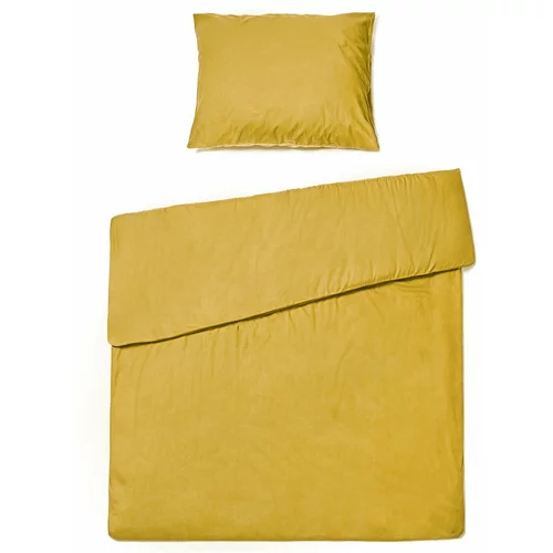 Le Bonom Gorčično rumena bombažna posteljnina, 140 x 200 cm