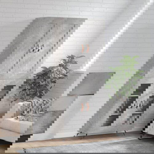 vidaXL Visoka komoda betonsko siva 69,5x34x180 cm inženirski les Cene