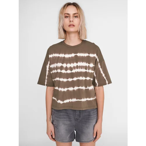 Noisy May Khaki Patterned Loose T-Shirt Buster - Women