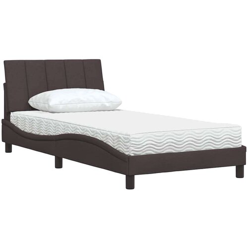  Krevet s madracem tamnosmeđi 100 x 200 cm od tkanine Slike