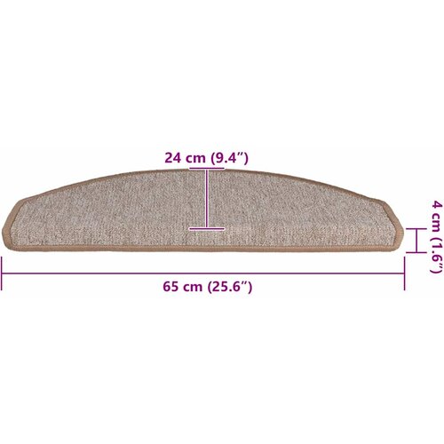  Prostirke za stepenice 30 kom 65x24x4 cm svijetlosmeđe poluokrugle velike Slike