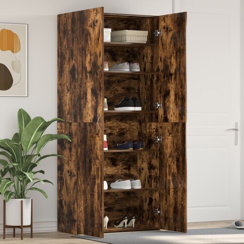 VidaXL Ormar za cipele Dimljeni hrast 80x35,5x180 cm Konstruirano drvo Slike