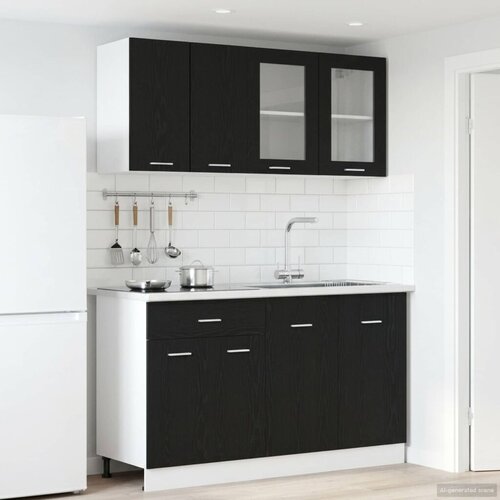  Kuhinjska jedinica LYON 4 kom. Crni hrast Konstruirano drvo - Crni hrast Cijene