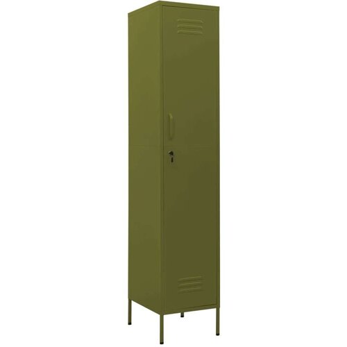 VidaXL Omara s ključavnico olivno zelena 35x46x180 cm jeklo Slike