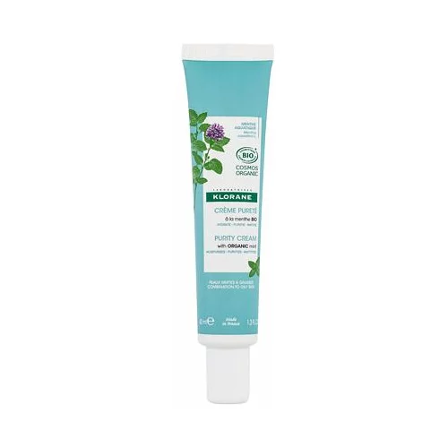 Klorane aquatic mint purity cream dnevna krema za obraz za mešano kožo 40 ml za ženske