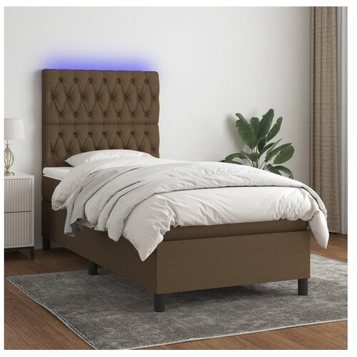  Krevet box spring s madracem LED tamnosmeđi 100x200 cm tkanina Cene
