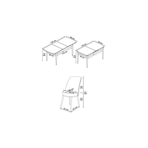 Hanah home set trpezarijski sto i 6 stolica zen white black Slike