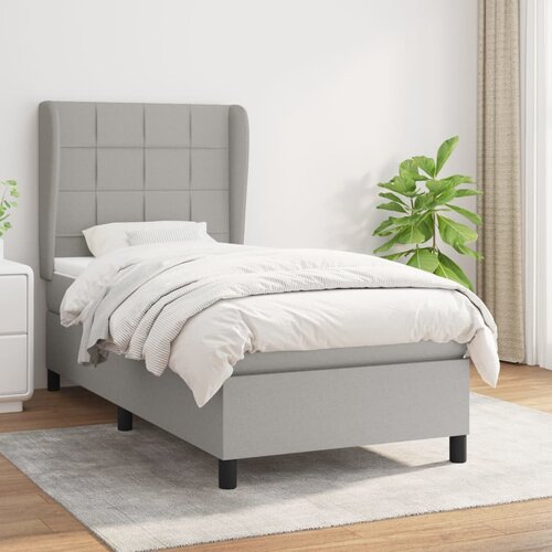 VidaXL Box spring krevet s madracem svjetlosivi 90x190 cm od tkanine Slike