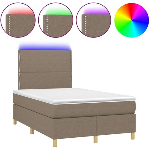  Krevet s oprugama i madracem LED smeđesivi 120x190cm od tkanine Slike