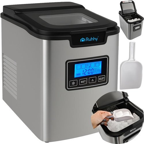 Ruhhy K5536 aparat za izdelavo ledu 120 W, 2,2 L, 12 kg/24 h, 3 velikosti kock ledu &ndash; inox Cene