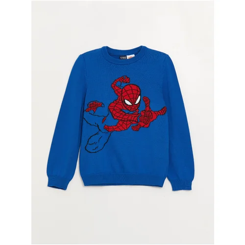 LC Waikiki Crew Neck Spiderman Patterned Long Sleeve Boy Knitwear Sweater