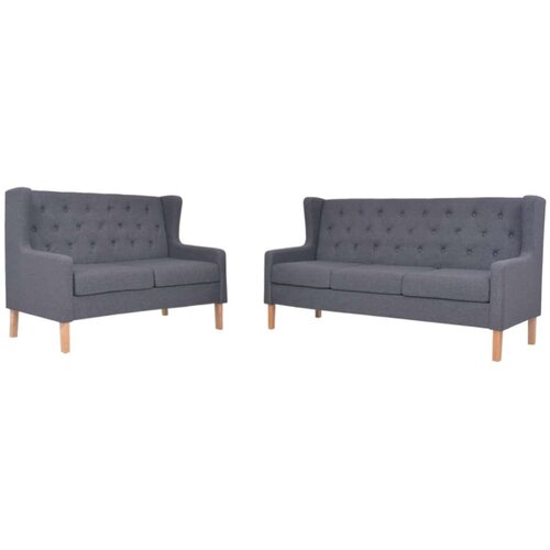  2-dijelni set sofa od tkanine sivi Slike