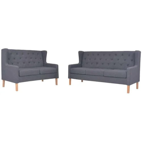  2-dijelni set sofa od tkanine sivi