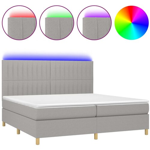 Maison Chic Box spring postelja - Vzmetna postelja z vzmetnico LED sv. siva 200x200 cm blago SL9376, (21904721) Cene