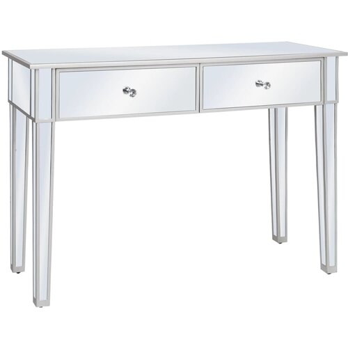 The Living Store zrcalna konzolna mizica mdf in steklo 106,5x38x76,5 cm - konzolna mizica, (21836702) Slike
