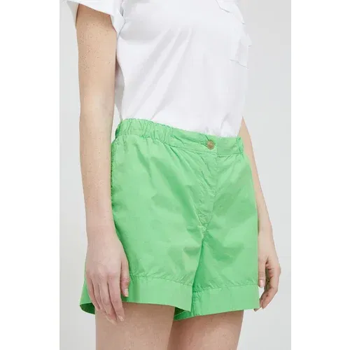 Tommy Hilfiger Pamučne kratke hlače boja: zelena, glatki materijal, visoki struk