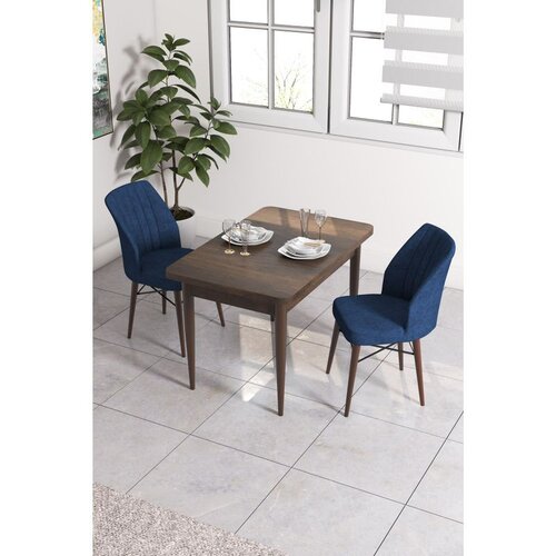 Hanah home trpezarijski set Arp, sto i 2 stolice, ploča u dekoru drveta Baroque, teget tkanina Babyface Cene
