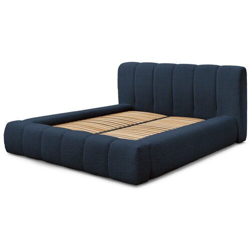 Bobochic Paris Tamno plavi tapecirani bračni krevet s prostorom za odlaganje s podnicom 140x190 cm Denali &amp;ndash; Slike