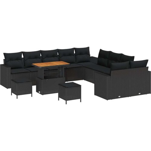  Set od 13 dijelova baštenskih sofa s jastučićima crni poliratan akacija  set od 3 dijela baštenskih stolica s jastučićima crni p Cijene