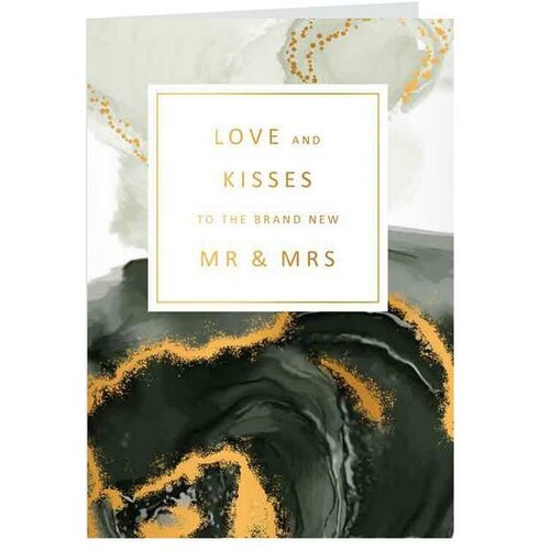 čestitka Gold Rush Love And Kisses To The Brand New Mr & Mrs Slike