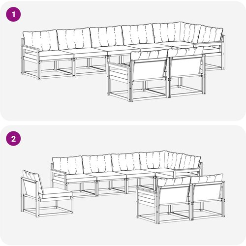  Set vanjskih sofa 8 kom. Prirodna i krem Smeđa 406 x 168,5 x 73 cm Slike