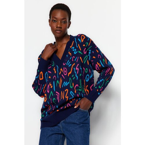 Trendyol Sweater - Dark blue - Oversize Slike