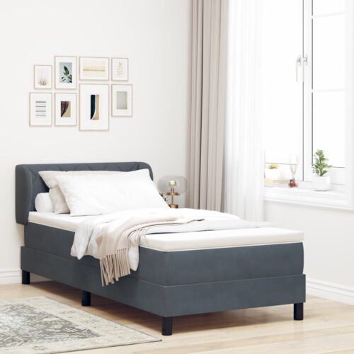 vidaXL Box postelja z vzmetnico temno siva 100x200 cm žamet Cene