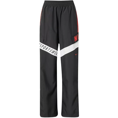 Nike Sportswear Kargo hlače živo rdeča / črna / bela