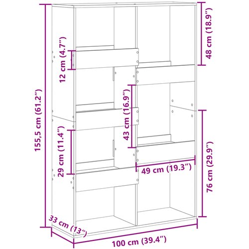  Regal za knjige bijeli 100x33x155,5 cm od konstruiranog drva Slike