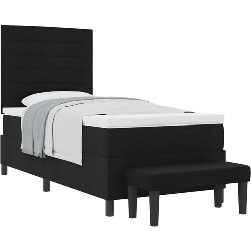 Box Spring krevet s madracem i klupom crni 80x200 cm tkanina Cijene