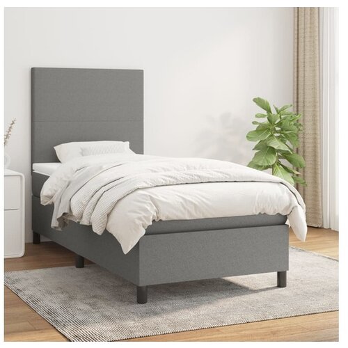  Box spring postelja z vzmetnico temno siva 100x200 cm blago Cene