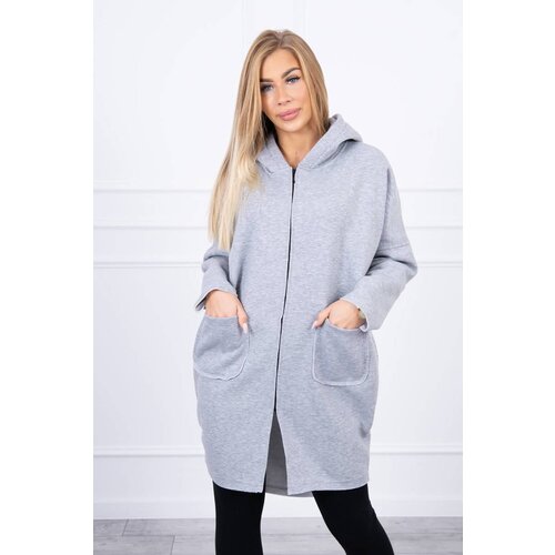 Kesi Insulated sweatshirt with a longer back in gray color Slike
