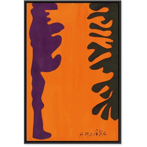  Slika - Henri Matisse &amp;ndash; Black and Violet Arabesques on Orange 60x90 U crnom drvenom okviru Slike