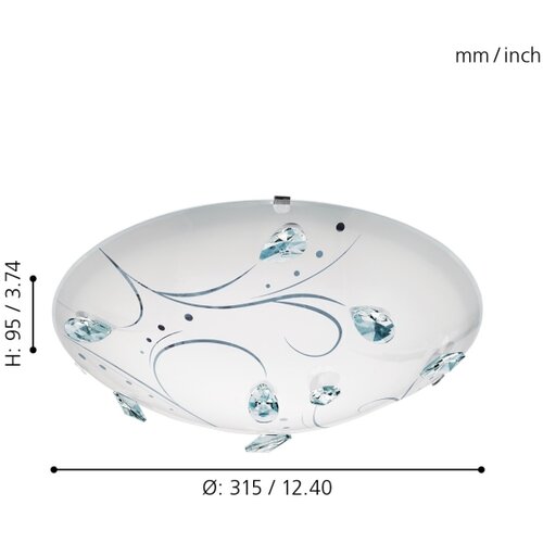 Eglo sorrenta 1 plafonjera/1, led, 16w, 1500lm, prečnik 315, bela/kristali Slike