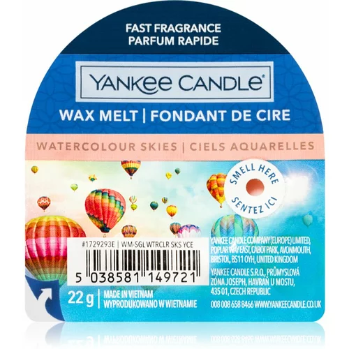 Yankee Candle Watercolour Skies vosek za aroma lučko 22 g