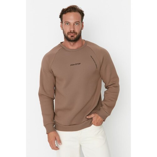 Trendyol Mink Men Regular Fit Long Sleeve Crew Neck Printed Sweatshirt Cene