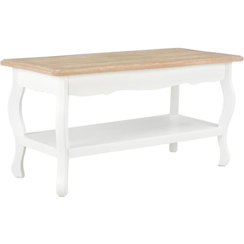 vidaXL Stolić za kavu bijelo-smeđi 87,5 x 42 x 44 cm masivna borovina Cijene