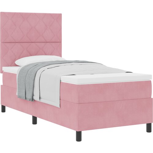 VidaXL Box Spring postelja z vzmetnico roza 100x200 cm žamet, (22052679) Slike