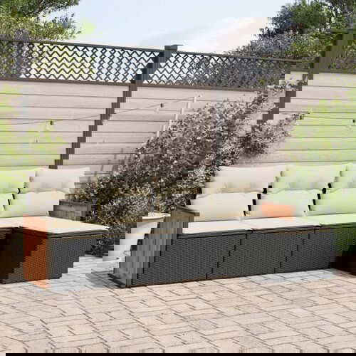 vidaXL Vrtna sedežna garnitura 5-delna z blazinami črn poli ratan Cene