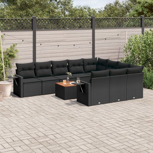 vidaXL 11-dijelni set vrtnih sofa od poliratana s jastucima crni Cijene