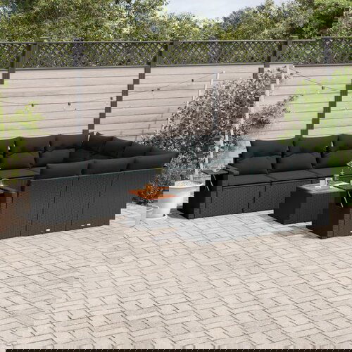 vidaXL Vrtna sedežna garnitura 11-delna z blazinami črn poli ratan Cene