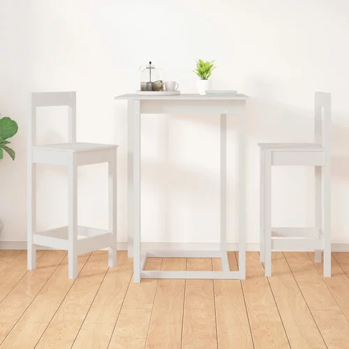  Barske stolice 2 kom bijele 40x41,5x112 cm od masivne borovine